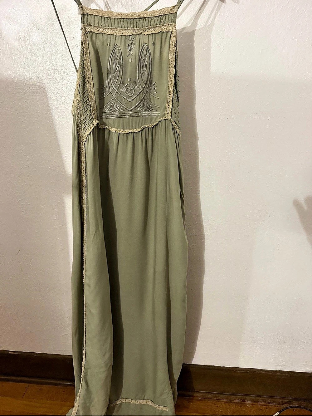 ASOS Design Sage Green Embroidered Maxi Dress Size 6